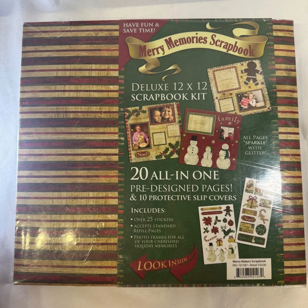 Merry Makers Christmas Scrapbook Kit 45 Sheets Cardstock Stickers Photo Album